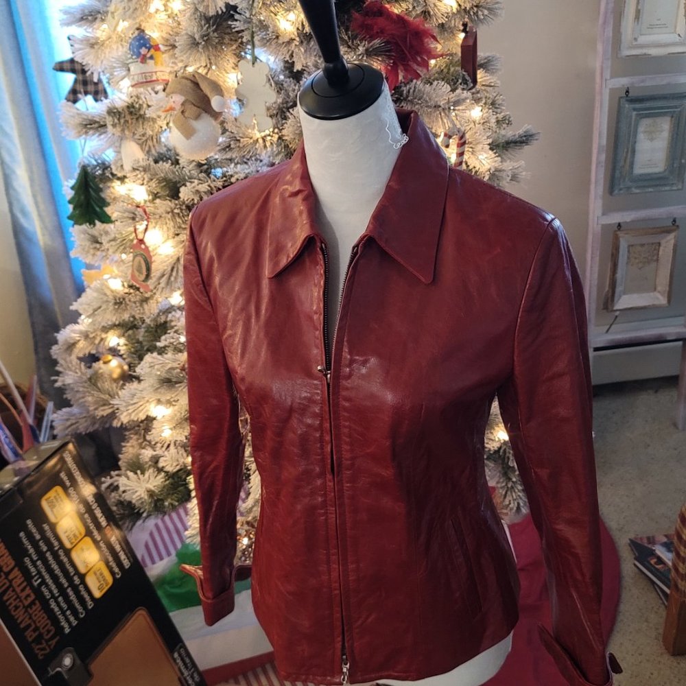 Carina New York Red Leather Jacket - Picture 2 of 6